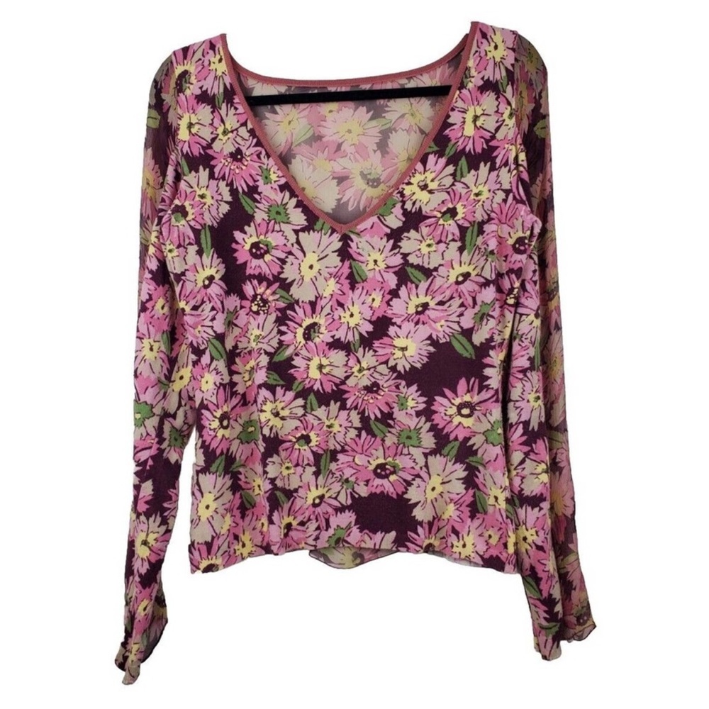 Blumarine floral chiffon long sleeve